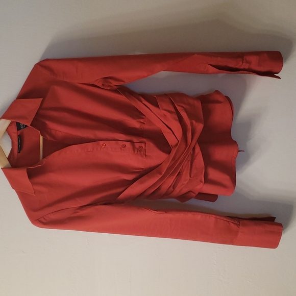 New York & Company Tops - New York & Company Rust Orange Long Sleeves Faux Wrap Size 6